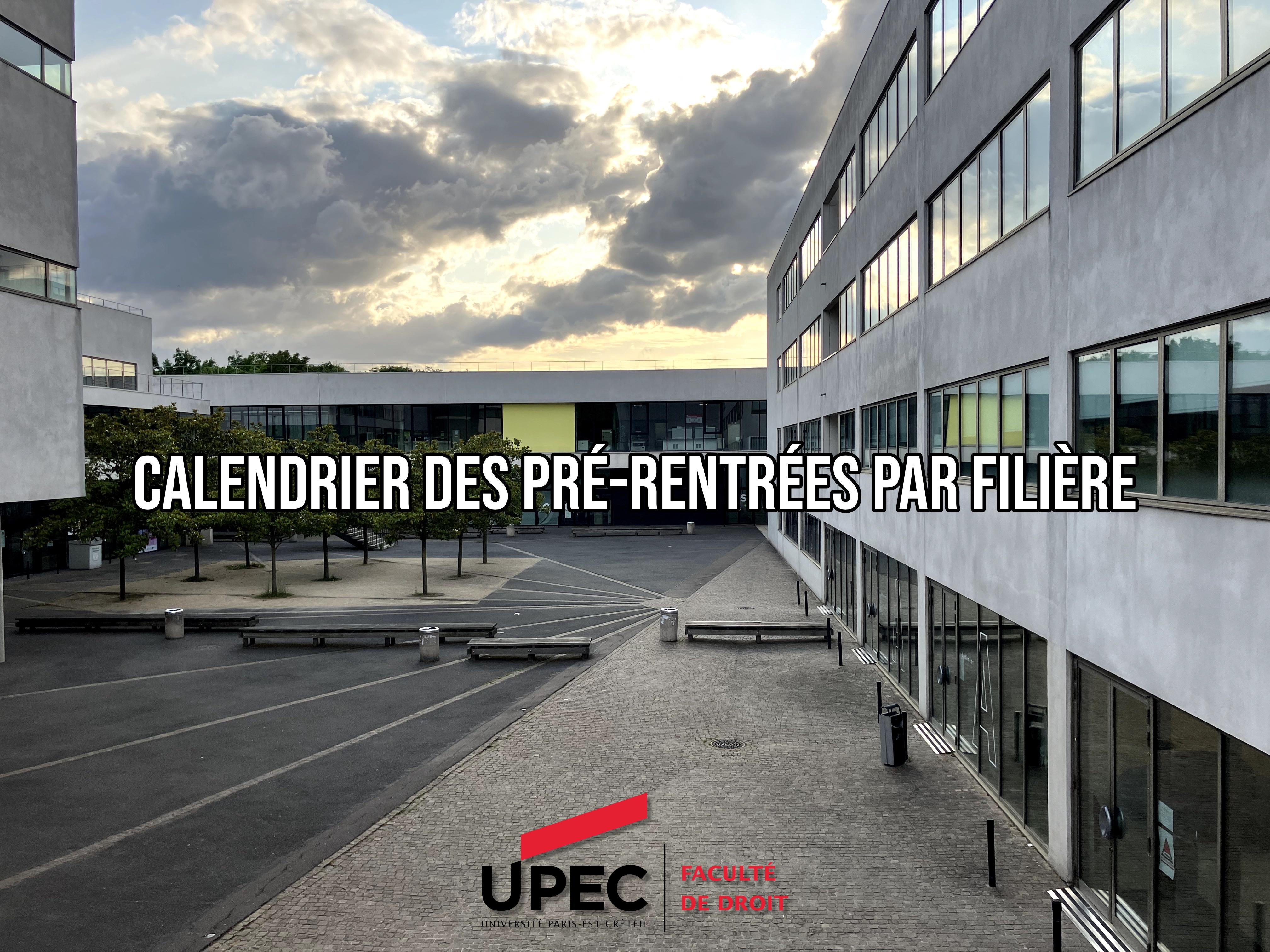 Calendrier des pré-rentrées par filière
